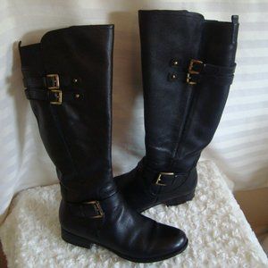 Naturalizer Jessie Tall Leather Buckle Riding Boots Womens Black. Size 8M